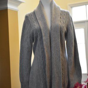 Gray belted cardigan sweater